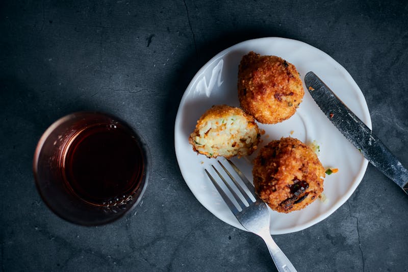 Arancini risotto balls with mozzarella filling